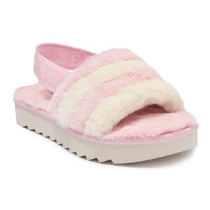 Koolaburra by UGG Faux Fur Pink & White Candy Stripe Slippers